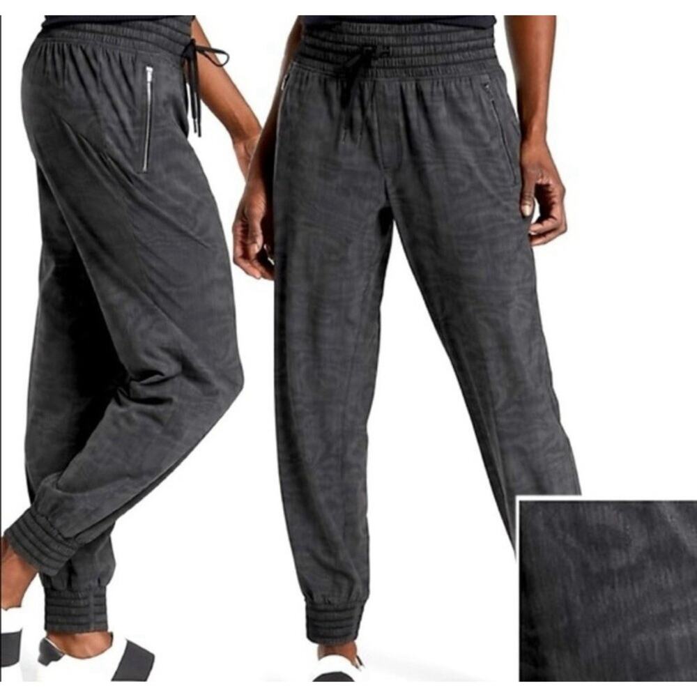 Athleta Pants Women’s 6 Black Grey Camden Printed Jogger Casual Comfort Travel
